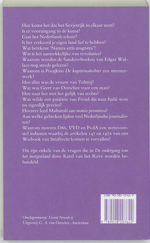 Ondergang Van Het Morgenland achterkant