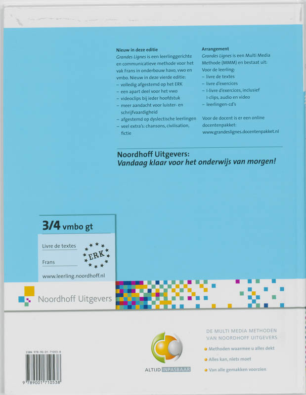 Tekstboek 3/4 vmbo gt Grandes lignes achterkant