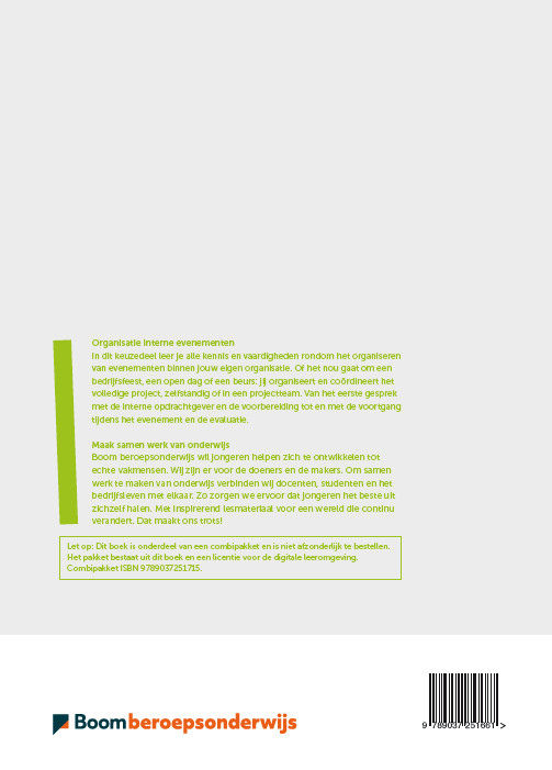 Organisaties Interne evenementen / Keuzedeel achterkant