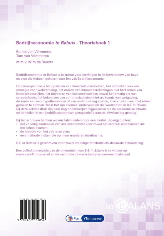 Bedrijfseconomie in balans / VWO / Theorieboek 1 / In Balans achterkant