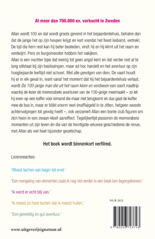 De 100-jarige man die uit het raam klom en verdween achterkant