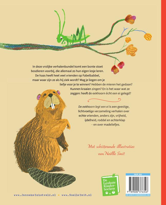 De eekhoorn legt een ei achterkant