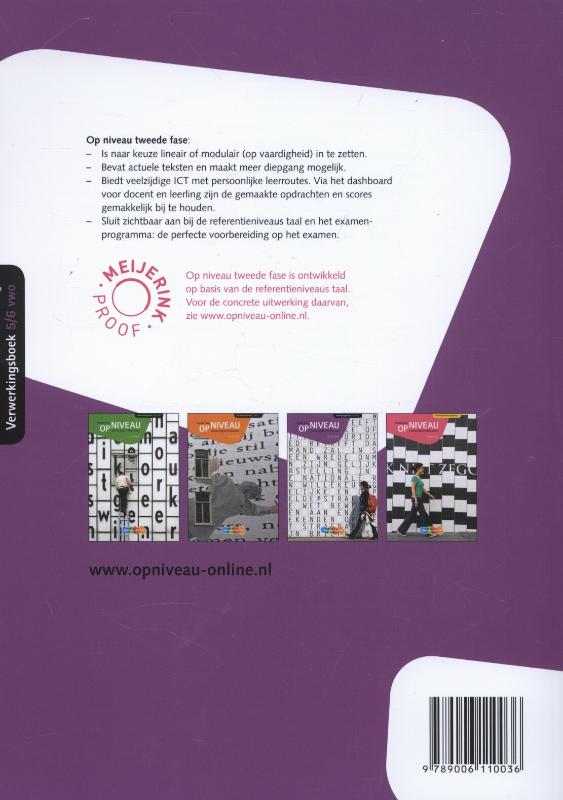 Op niveau Tweede Fase Taalvaardigheid Nederlands 5/6 vwo Verwerkingsboek achterkant
