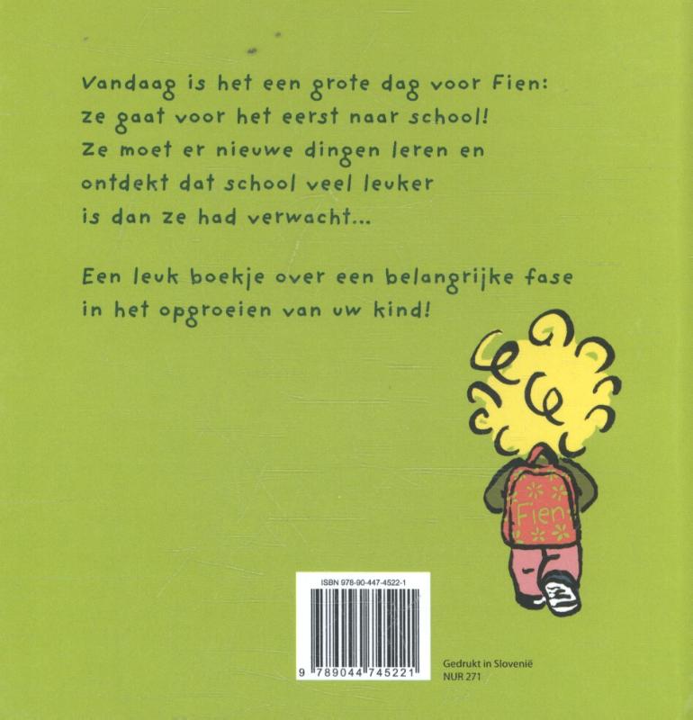 Fien gaat voor het eerst naar school achterkant