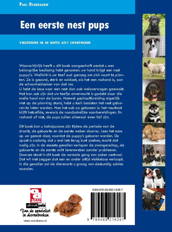 Een eerste nest pups achterkant