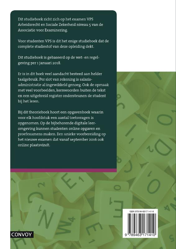 Vakopleiding Payroll services Arbeidsrecht en sociale zekerheid 2018/219 Theorieboek achterkant