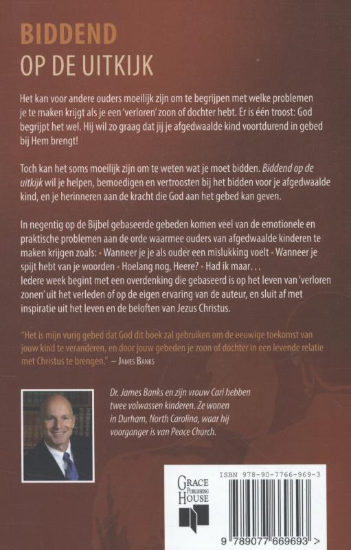 Biddend op de uitkijk achterkant