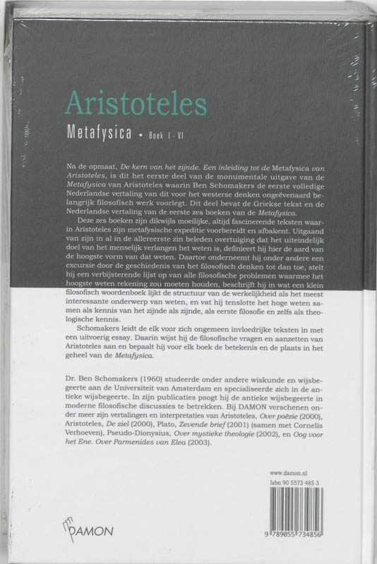 Aristoteles - Metafysica 2 -  Metafysica Boek I - VI achterkant
