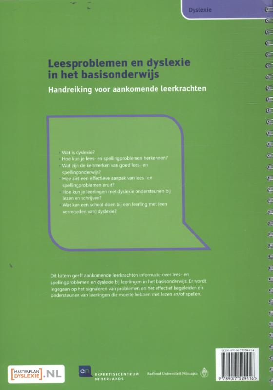 Leesproblemen en dyslexie in het basisonderwijs achterkant