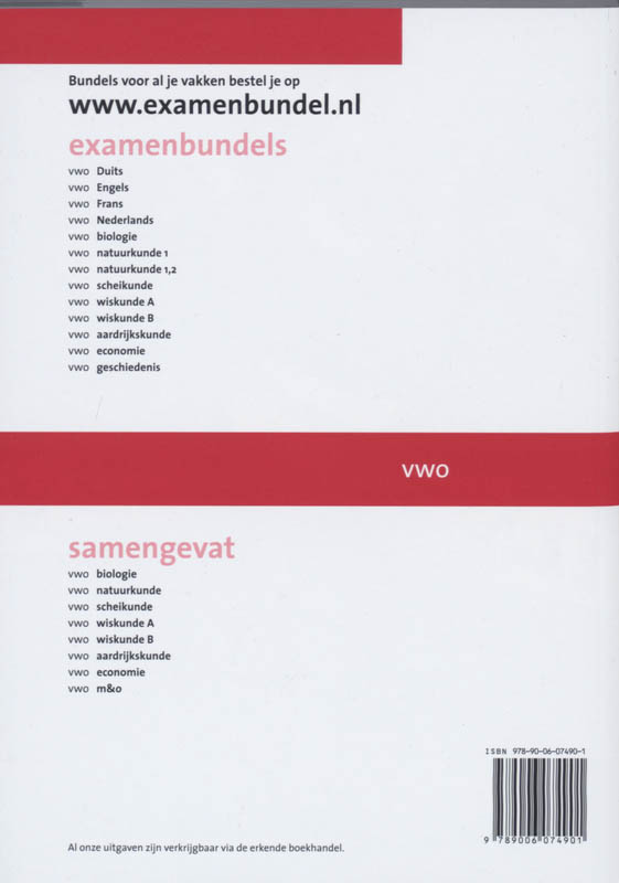 Examenbundel / 2008/2009 Vwo / Deel Wiskunde A achterkant
