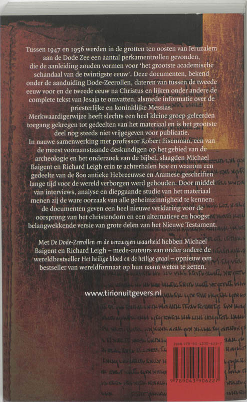 De Dode-Zeerollen En De Verzwegen Waarheid achterkant