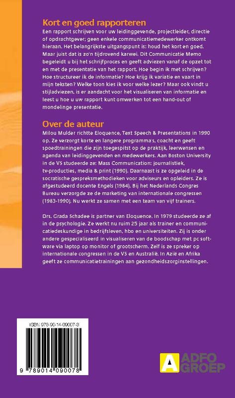 Kort en goed rapporteren / Communicatie memo / 25 achterkant