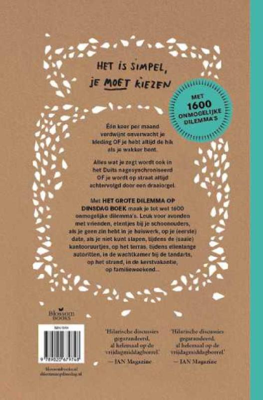 Het grote dilemma op dinsdag boek achterkant