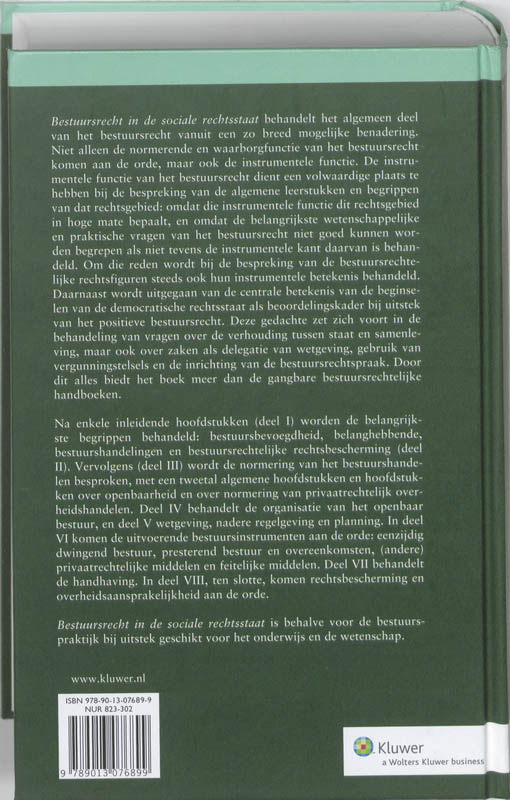Bestuursrecht in de sociale rechtsstaat / Handboeken staats- en bestuursrecht / 1 achterkant