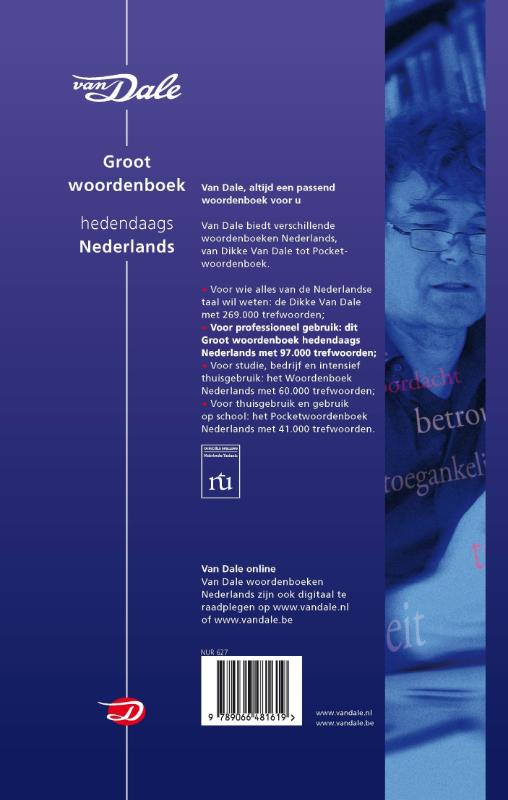 Van dale groot woordenboek hedendaags Nederlands achterkant