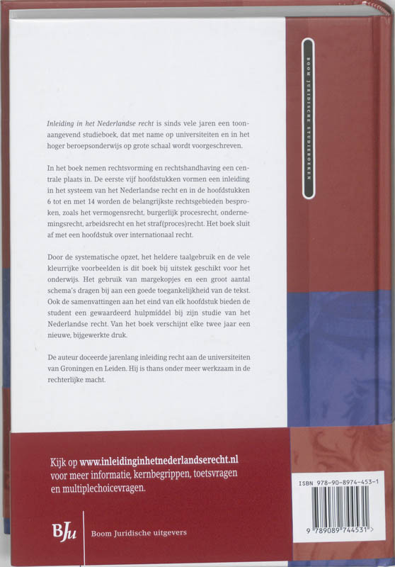 Inleiding in het Nederlandse recht / Boom Juridische studieboeken achterkant