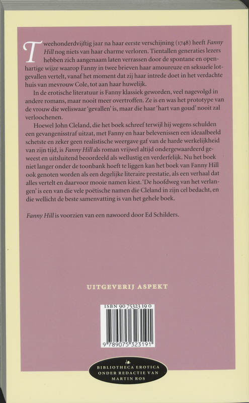 Fanny Hill / Bibliotheca erotica / 1 achterkant