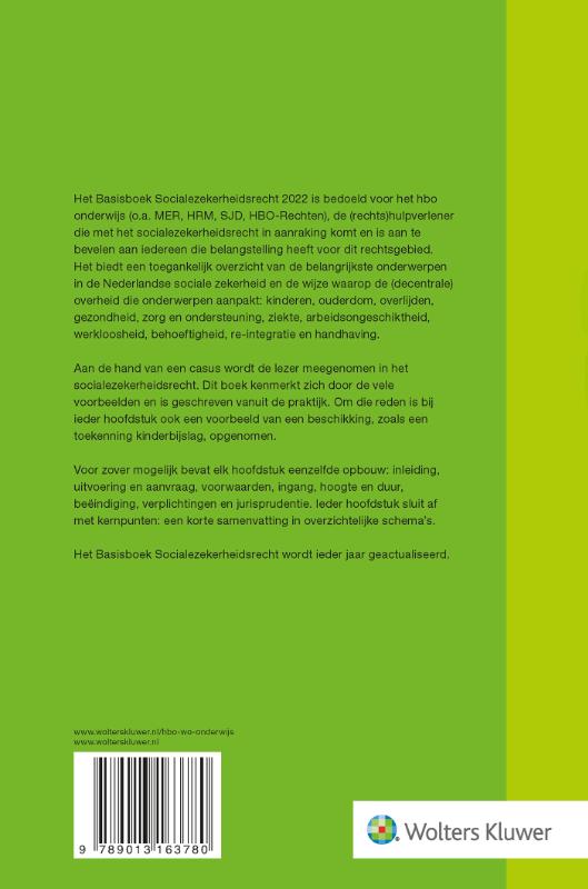 Basisboek Socialezekerheidsrecht 2022 achterkant