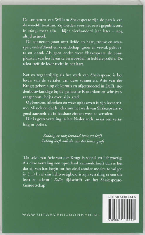 Sonnetten achterkant