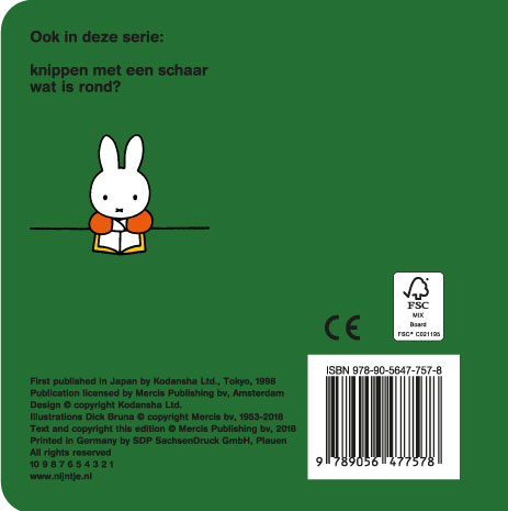 Mercis Dick Bruna miniboekje Klein, groter, grootst. 1+ achterkant
