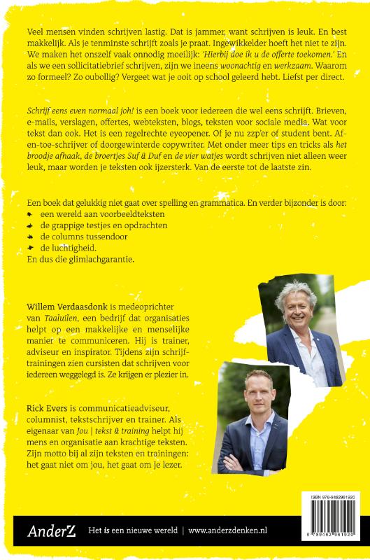 Schrijf eens even normaal, joh! achterkant