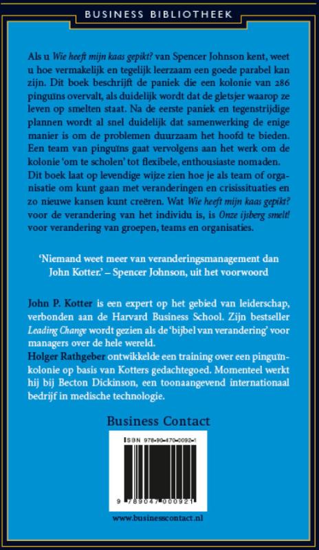 Onze ijsberg smelt! / Business bibliotheek achterkant