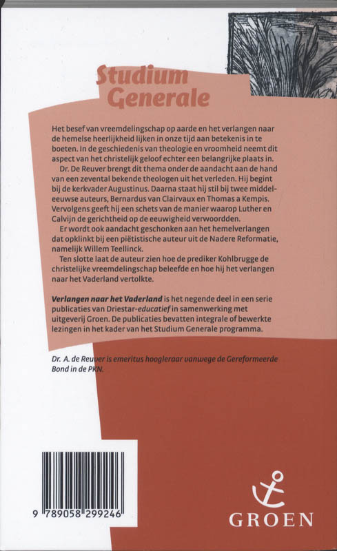 Verlangen naar het Vaderland / Studium Generale reeks achterkant