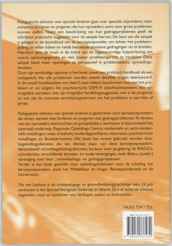 Pedagogische adviezen voor speciale kinderen achterkant