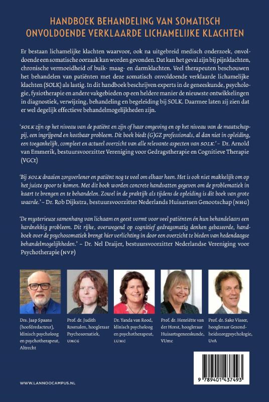 Handboek behandeling van somatisch onvoldoende verklaarde lichamelijke klachten achterkant