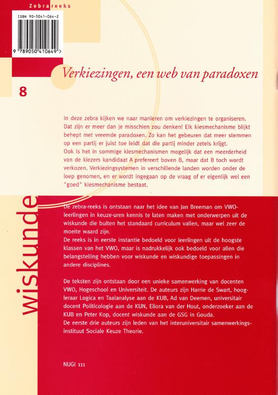 Verkiezingen, een web van paradoxen / Zebra-reeks / 8 achterkant