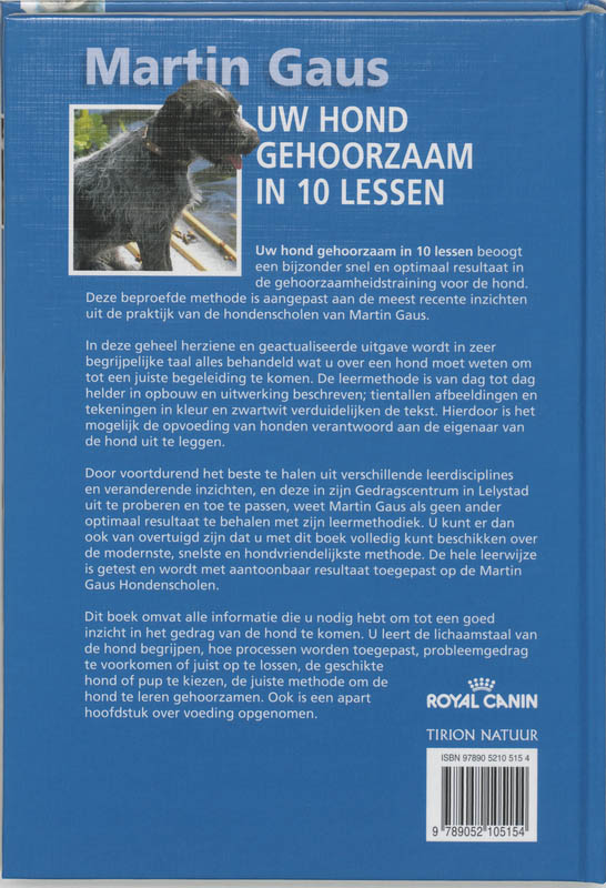 Uw hond gehoorzaam in 10 lessen achterkant