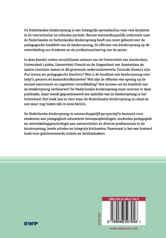 De Nederlandse kinderopvang in wetenschappelijk perspectief achterkant