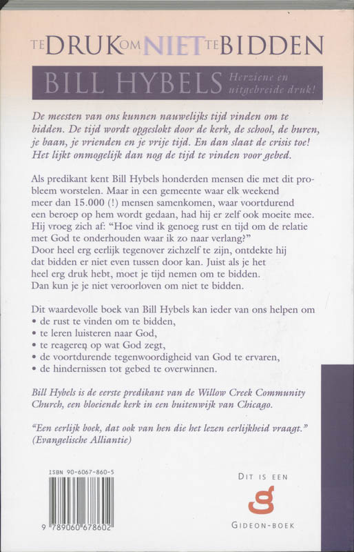 Te druk om niet te bidden achterkant