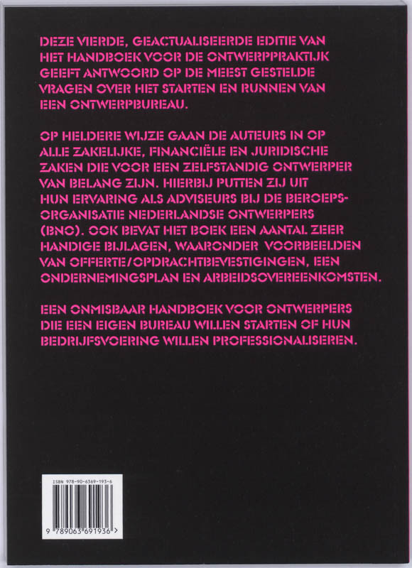 Handboek voor het opzetten van een ontwerppraktijk achterkant