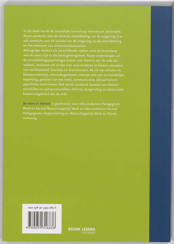 De mens in thema's achterkant