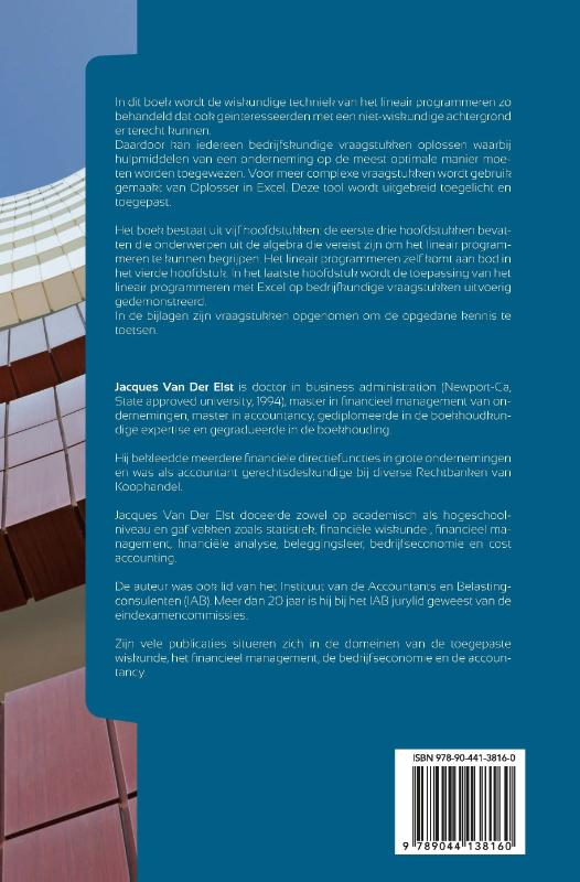 Lineair programmeren in de bedrijfskunde achterkant