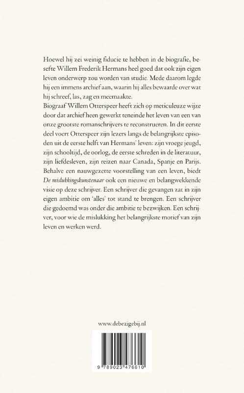 De mislukkingskunstenaar Willem Frederik Hermans / Willem Frederik Hermans biografie / 1, 1921-1952 achterkant