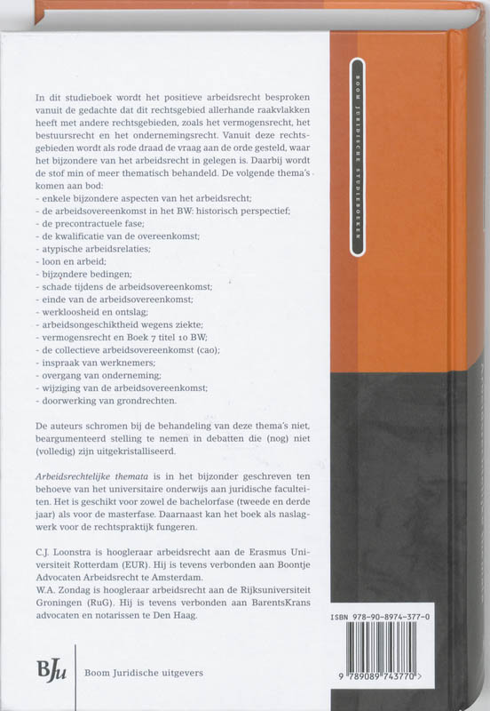 Arbeidsrechtelijke Themata / Boom Juridische studieboeken achterkant
