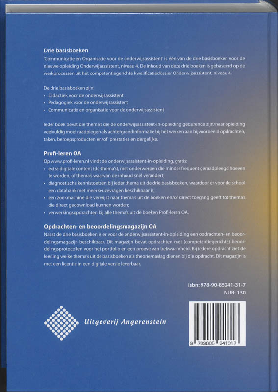 Profi-leren OA - Communicatie en organisatie voor de onderwijsassistent achterkant